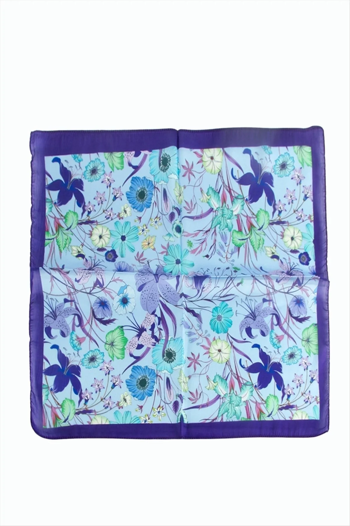 Çiçek Desenli Mor Renkli Zr Şifon Fular 50*50 cm