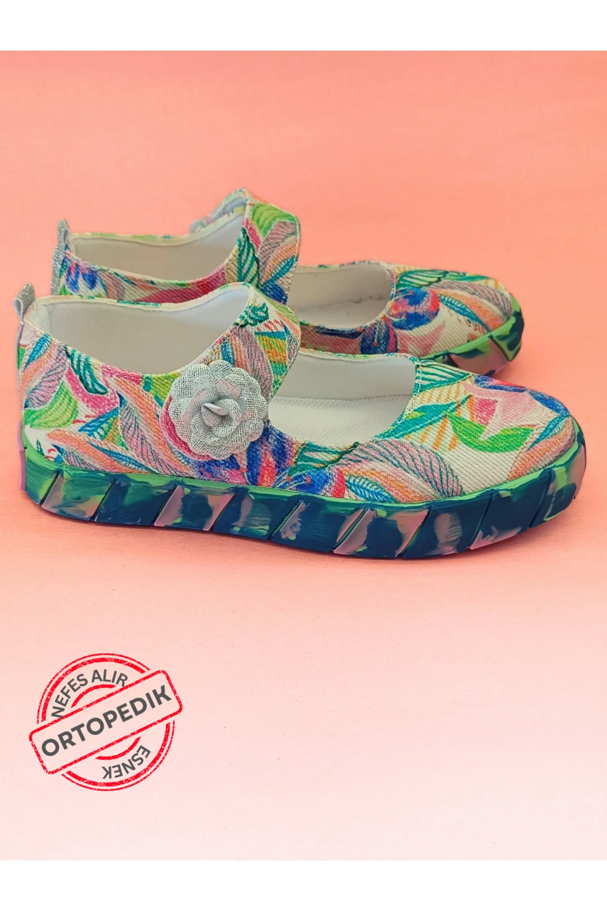 Çiçek Desenli Ortopedik Kanvas Kız Çocuk Babet Sneaker Çiçek Desenli Ortopedik Kanvas Kız Çocuk Babet Sneaker