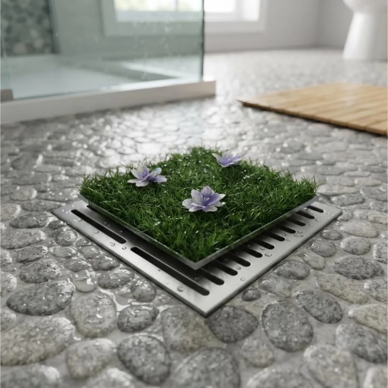 Çiçek Desenli Yapay Çim Gider Kapağı - 96x5 cm - Doğal Görünüm Çiçek Desenli Yapay Çim Gider Kapağı - 96x5 cm - Doğal Görünüm
