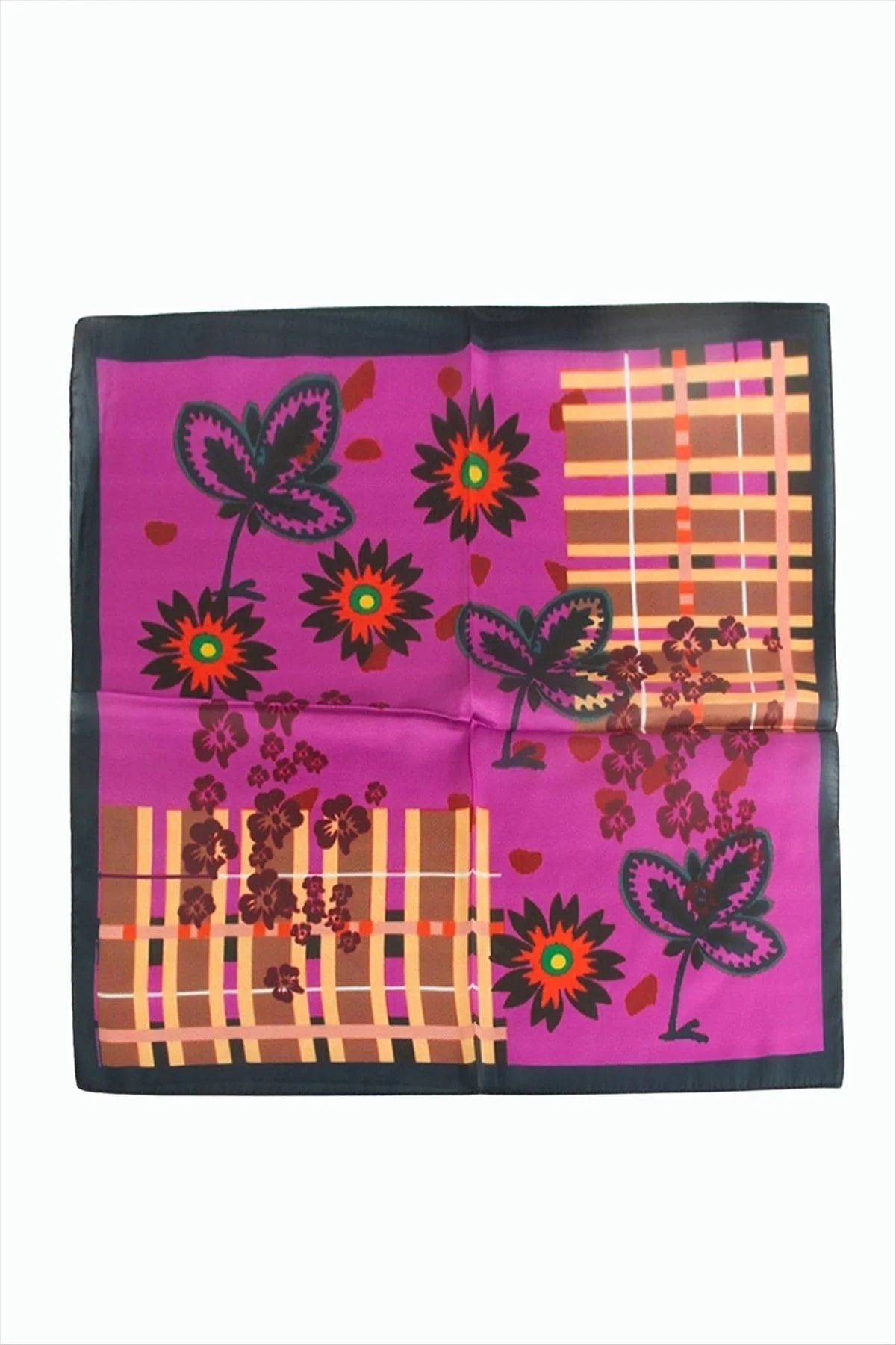 Çiçek Desenli Zr Şifon Fular 50*50 cm