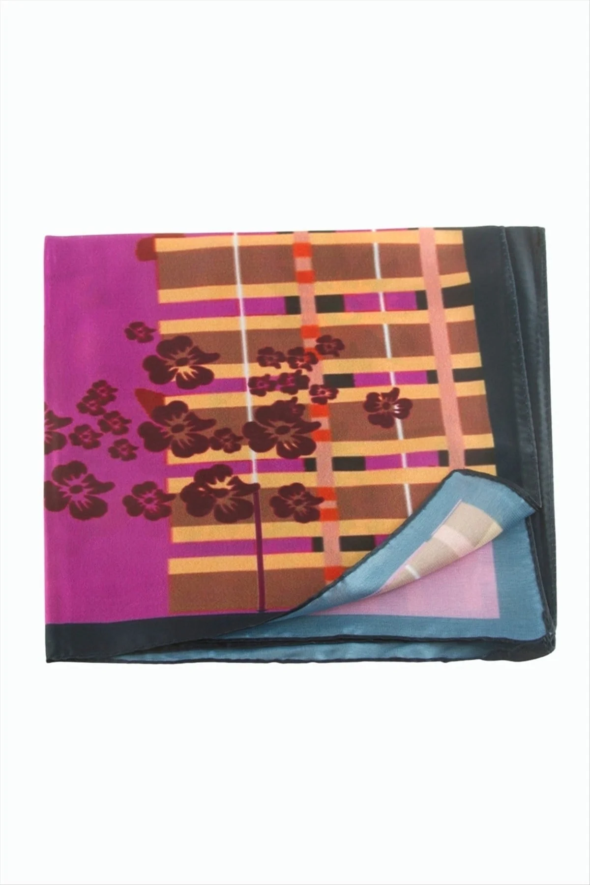 Çiçek Desenli Zr Şifon Fular 50*50 cm