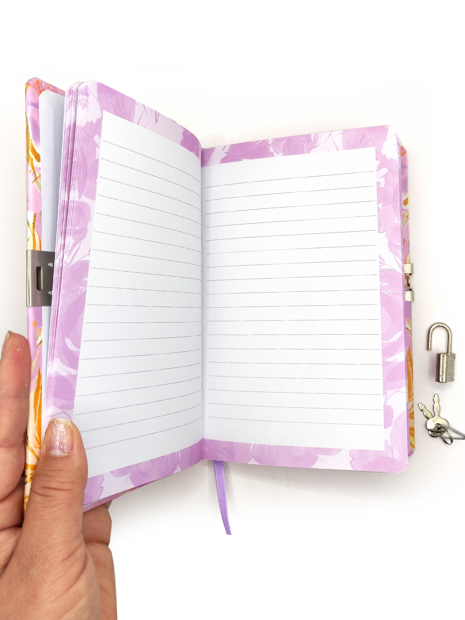 Limmy Çiçek Ebru Desen Hatira Defteri (Günlük) Kilitli Defter 80 Yaprak