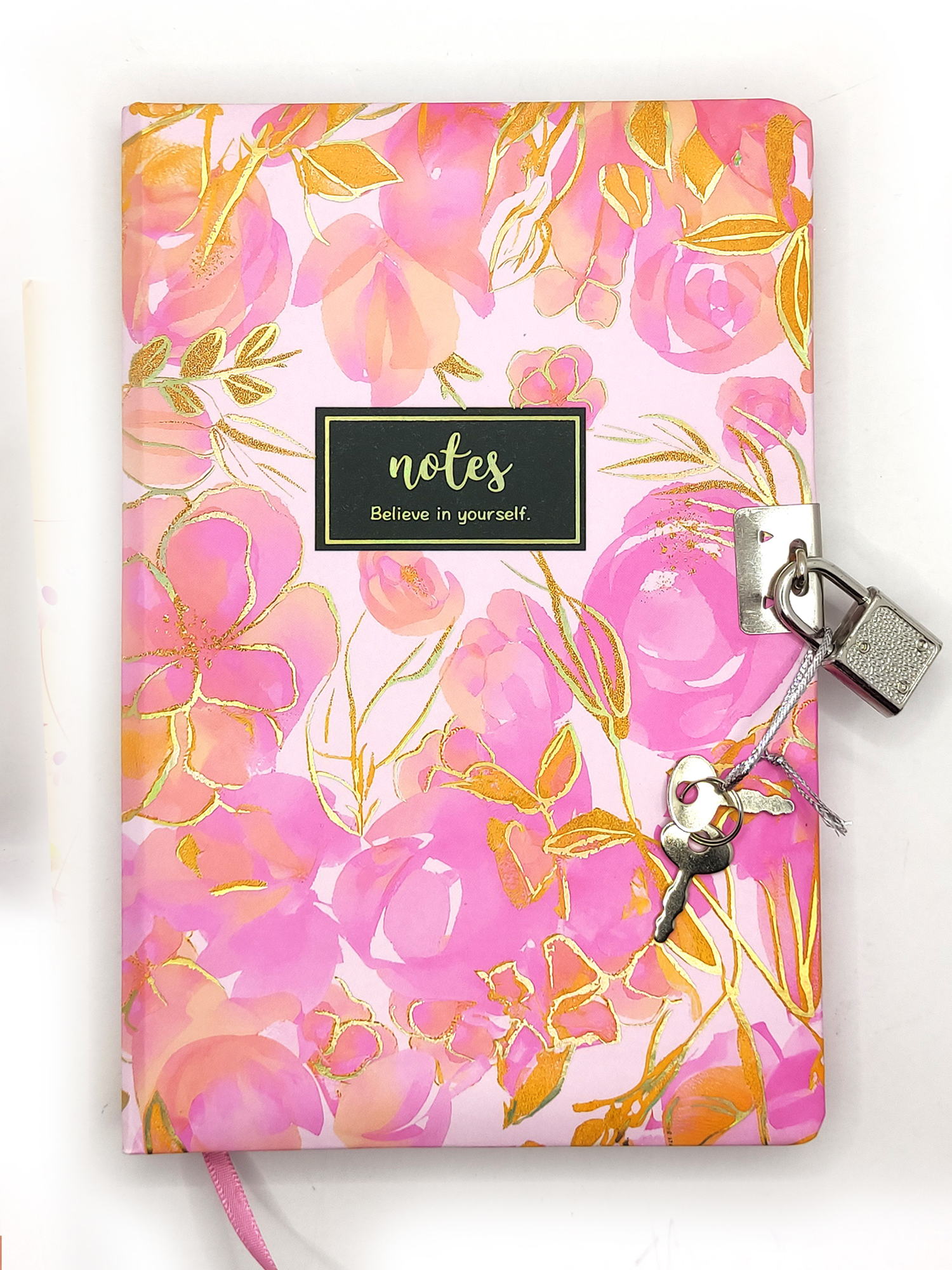 Çiçek Ebru Desen Hatıra Defteri (Günlük) Kilitli Defter 80 yaprak