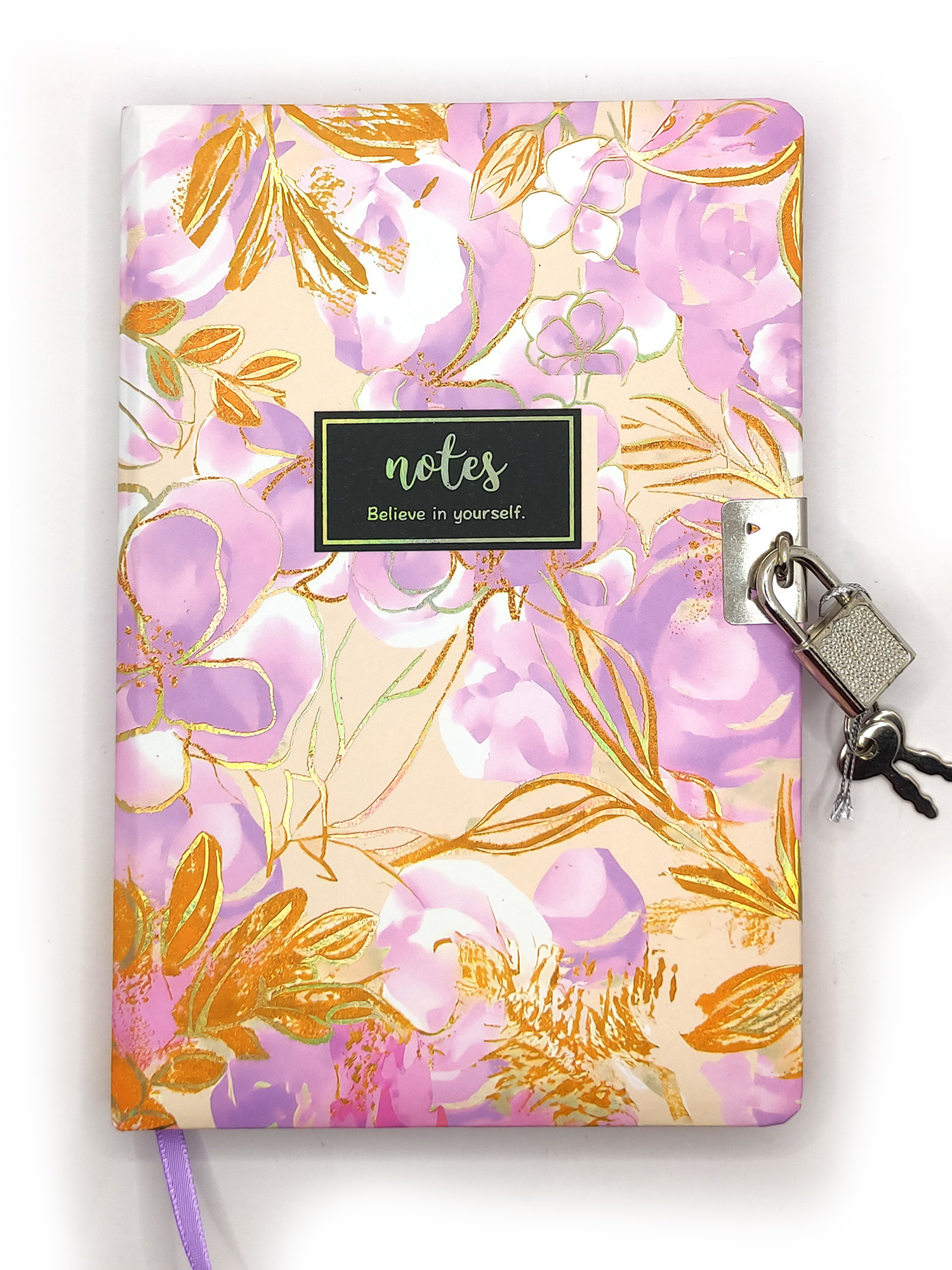 Çiçek Ebru Desen Hatıra Defteri (Günlük) Kilitli Defter 80 yaprak