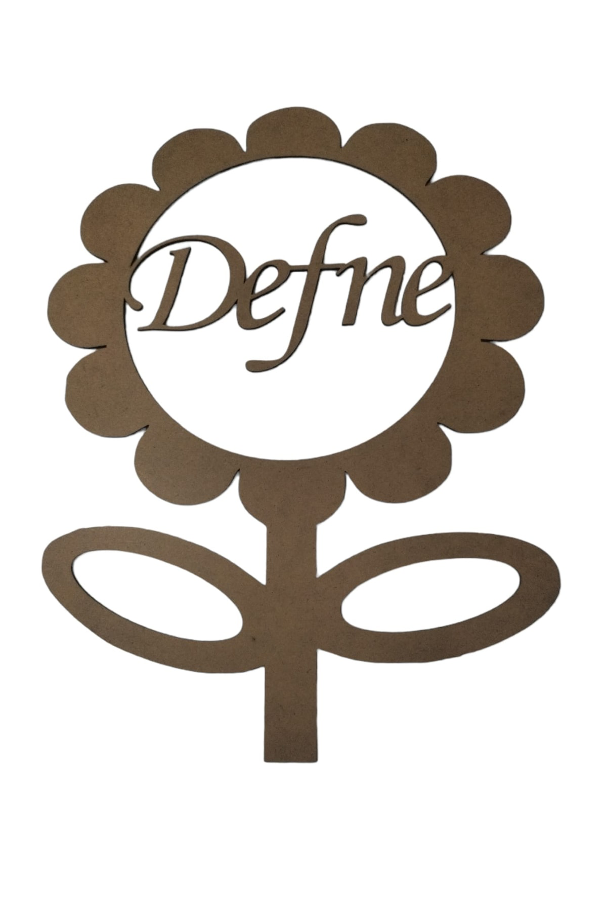 Leylaser Çiçek Figürlü 3 Mm Ham Mdf İsimli Kasnak 25 Cm