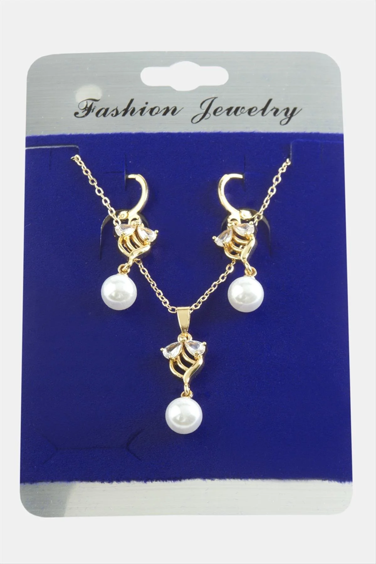 Çiçek İnci Zirkon Taşlı Set Kolye