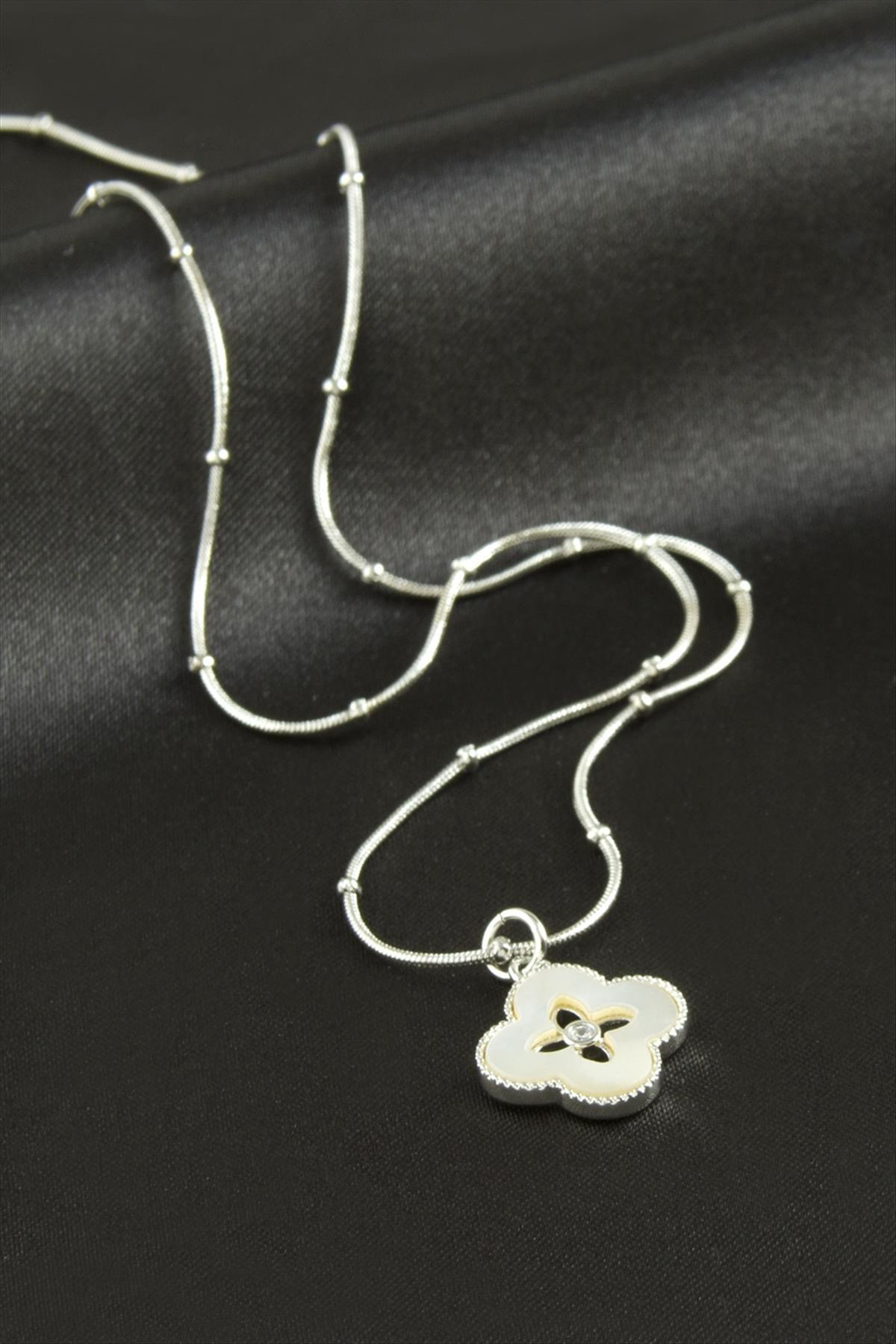 Çiçek Lüks Çelik Kolye