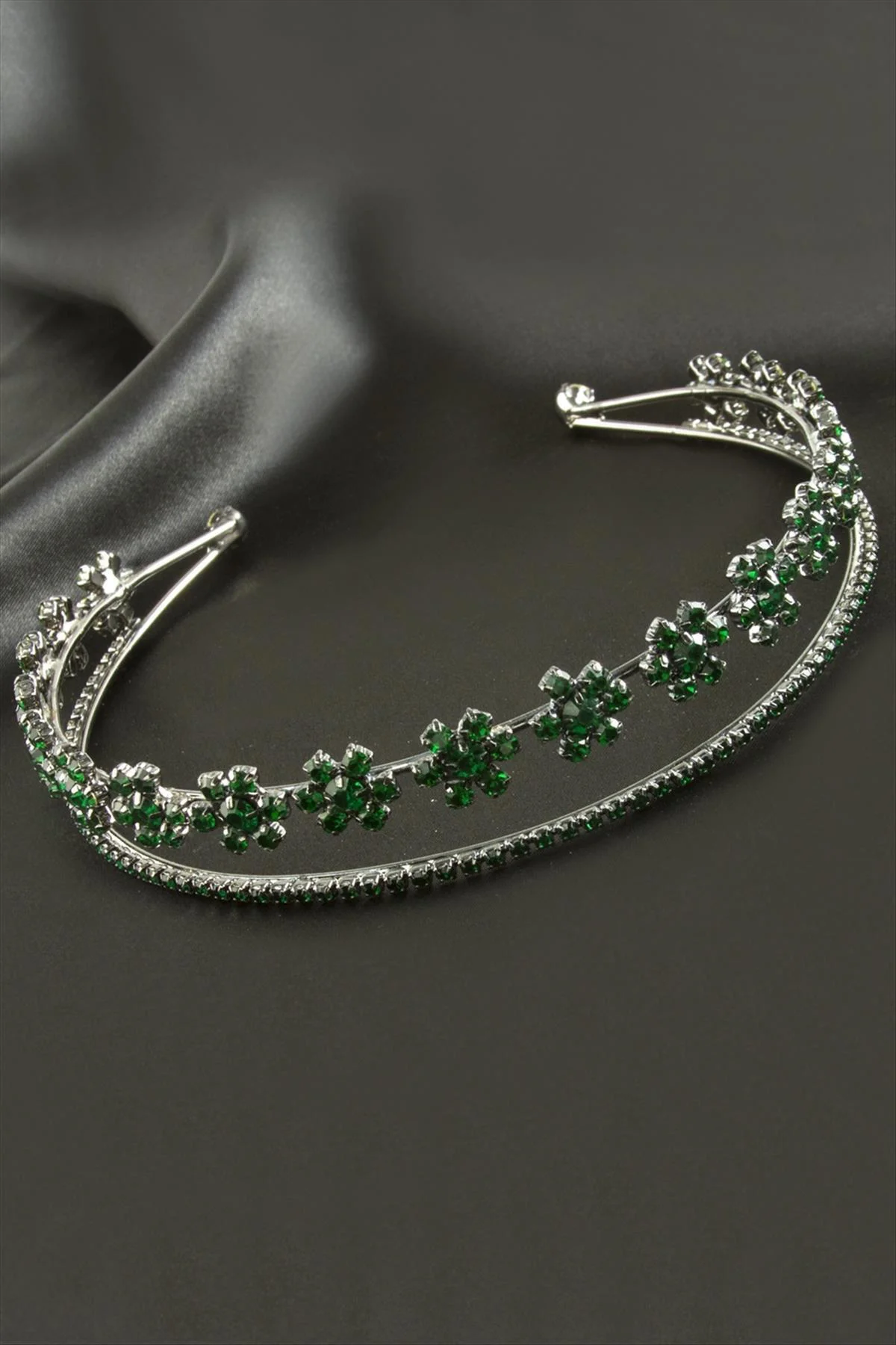 Çiçek Lüks Taşlı Gelin Tacı