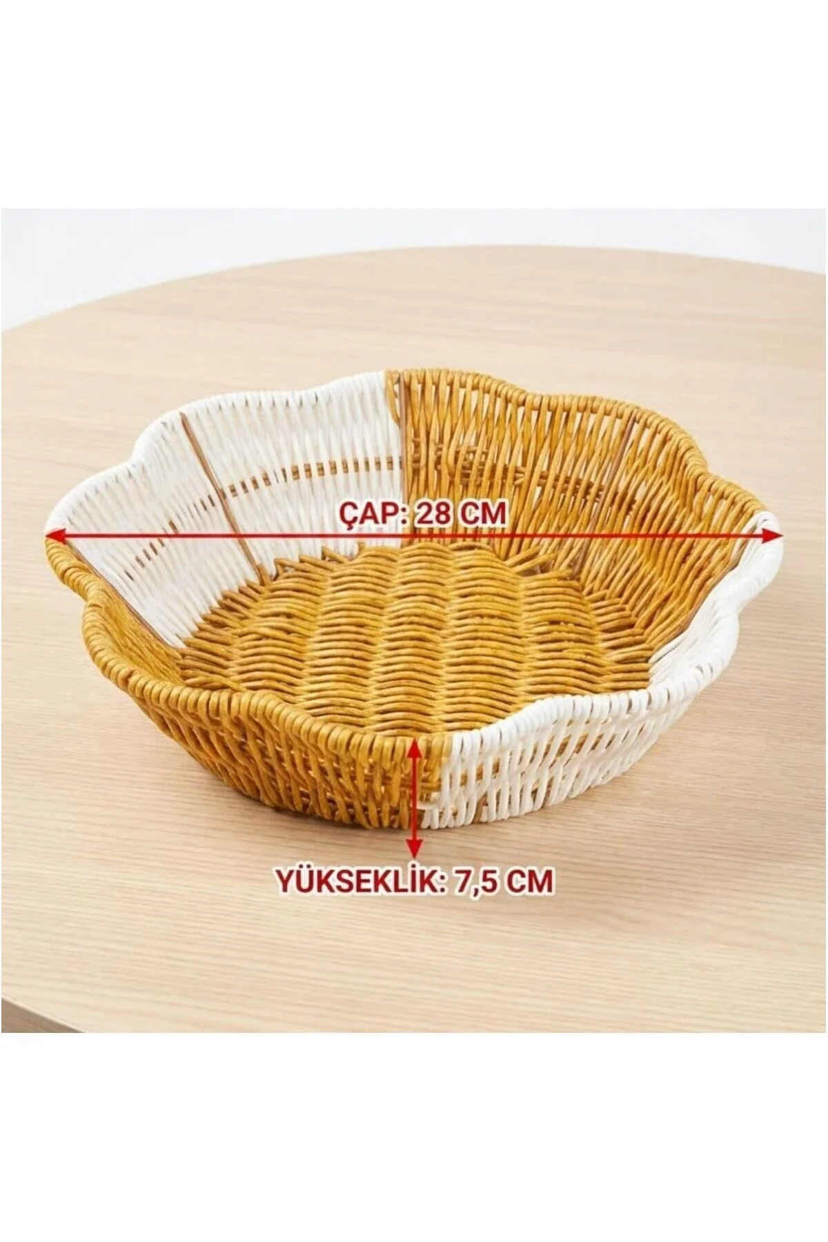 Çiçek Model Çift Renkli Plastik Rattan Ekmek Ve Meyve Sepeti - Ço