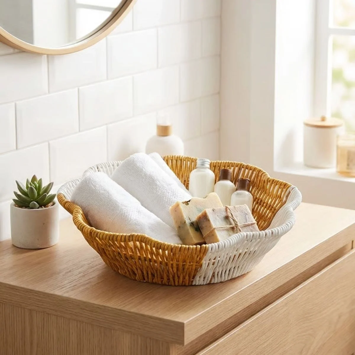 Çiçek Model Çift Renkli Plastik Rattan Ekmek Ve Meyve Sepeti - Çok Amaçlı Banyo Ve Mutfak Düzenleyici - Yıkanabilir Organizer Bx40 Fiyatı, Yorumları ve Özellikleri