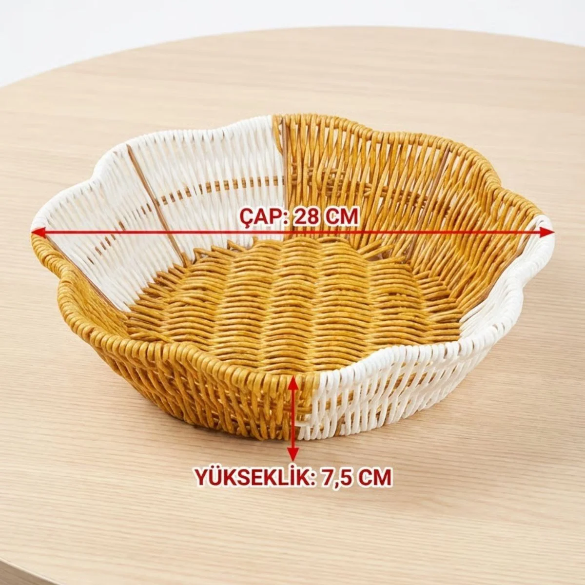 Çiçek Model Çift Renkli Plastik Rattan Ekmek ve Meyve Sepeti - Çok Amaçlı Banyo ve Mutfak Düzenleyici - Yıkanabilir Organizer Çiçek Model Çift Renkli Plastik Rattan Ekmek ve Meyve Sepeti - Çok Amaçlı Banyo ve Mutfak Düzenleyici - Yıkanabilir Organizer