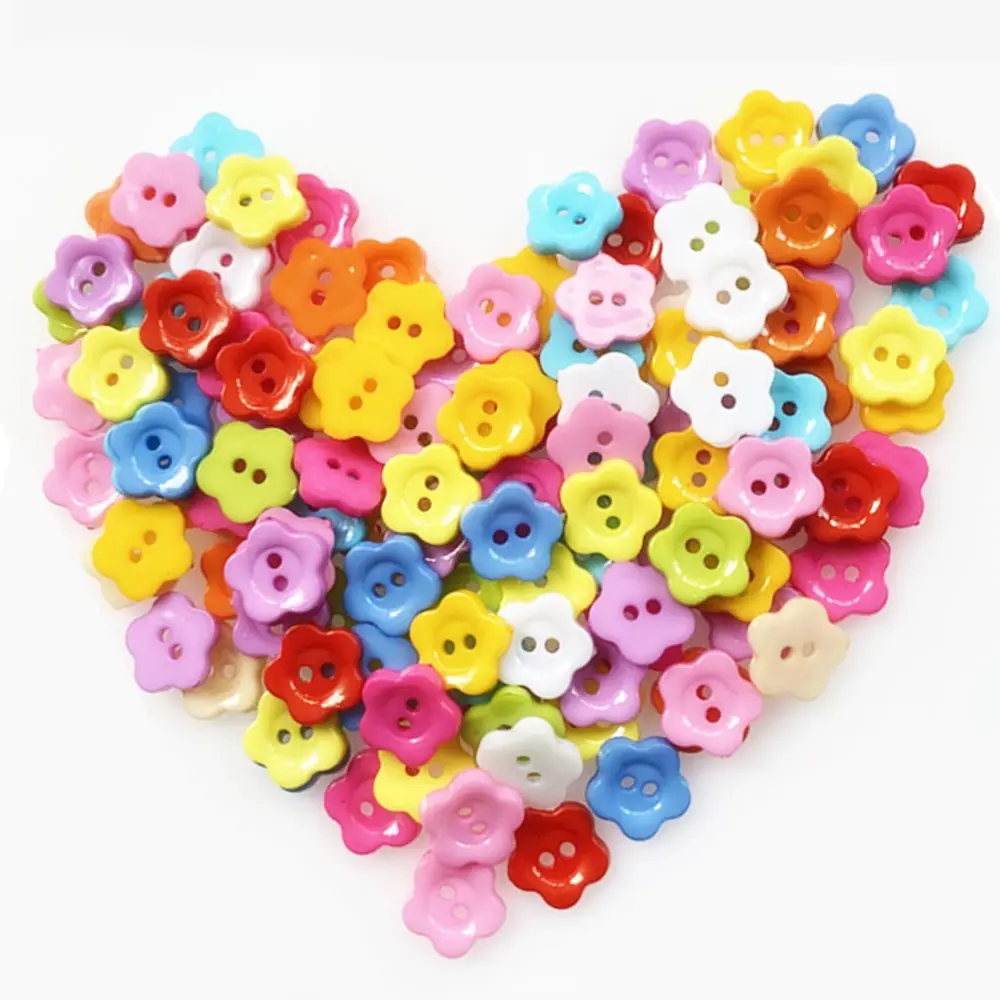 Çiçek Renkli Düğme Renkli Papatya Düğme 1,4 cm - 25 Adet