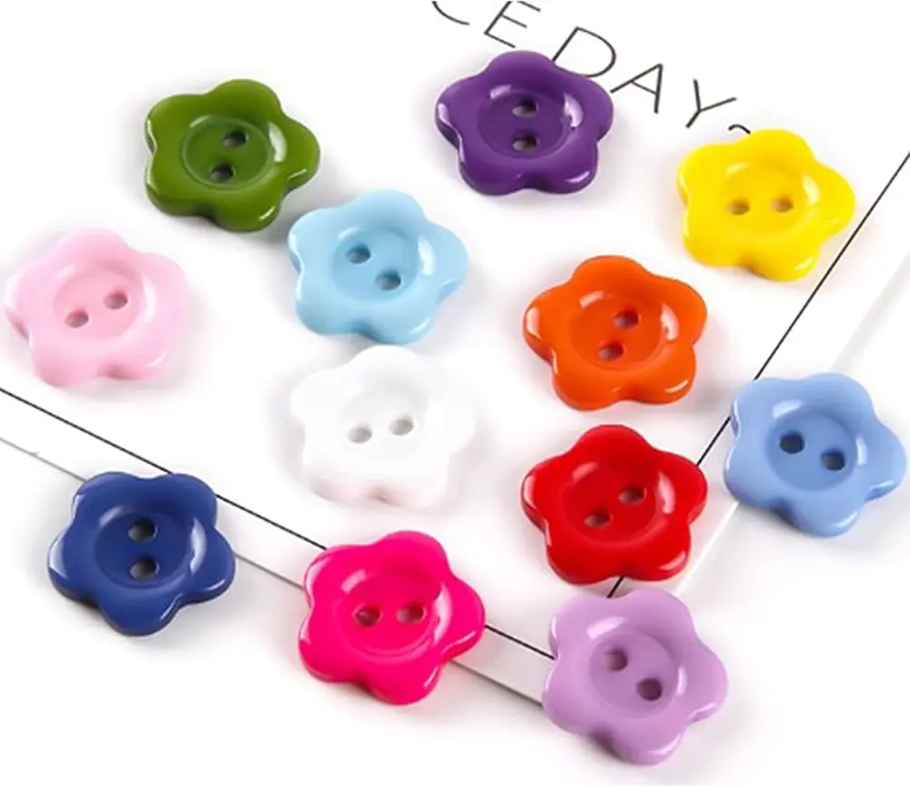 Çiçek Renkli Düğme Renkli Papatya Düğme 1,4 cm - 25 Adet