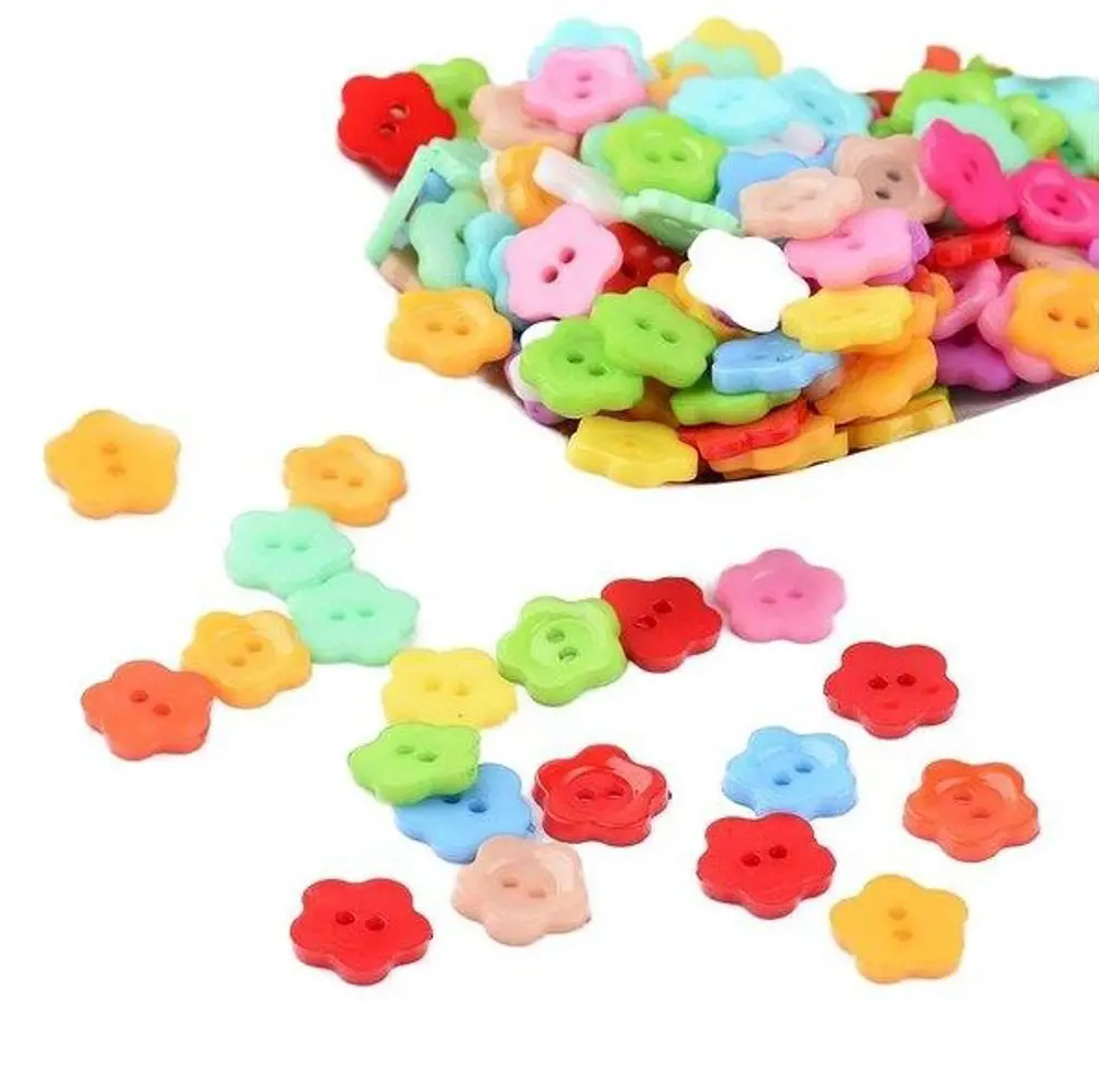 Çiçek Renkli Düğme Renkli Papatya Düğme 1,4 cm - 25 Adet