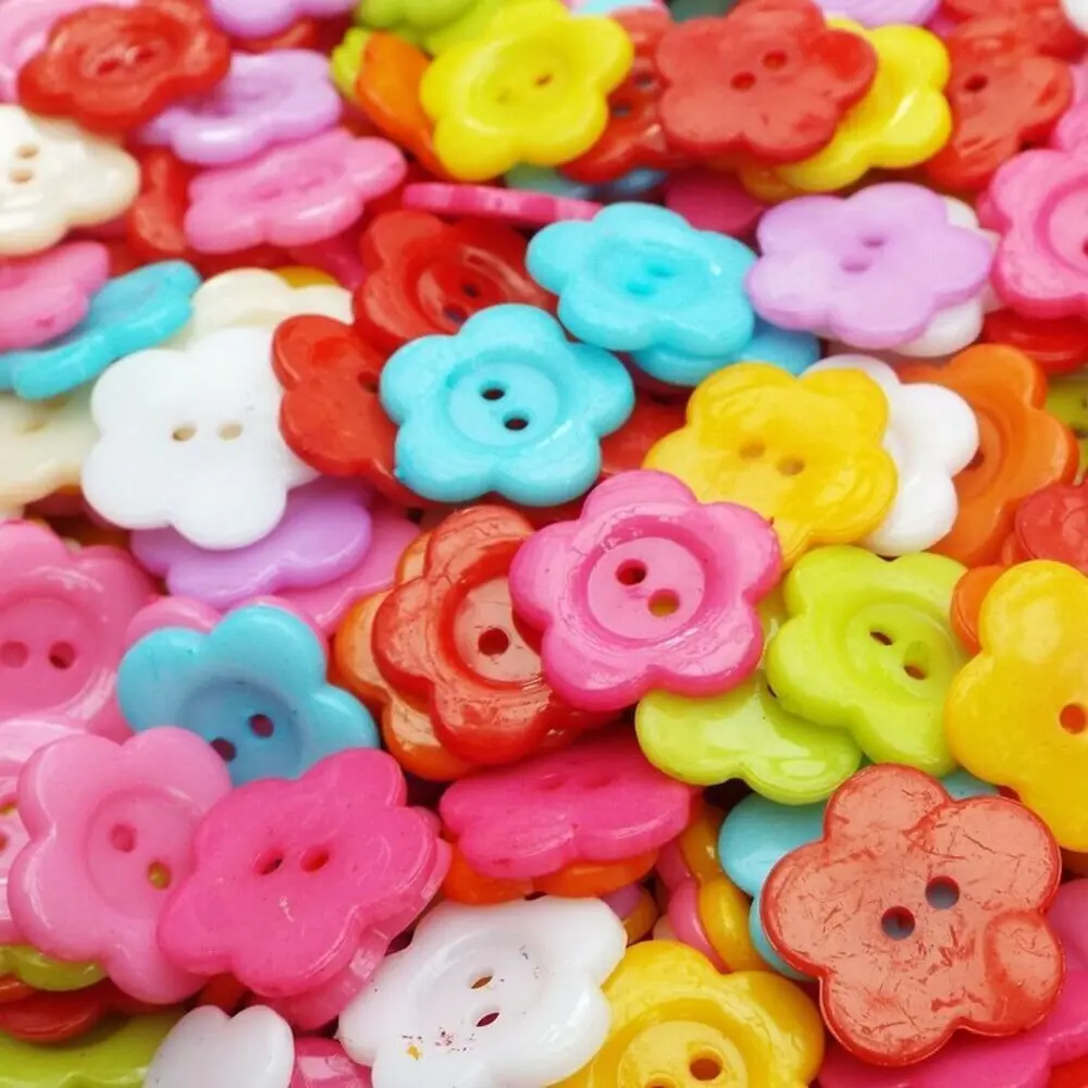 Çiçek Renkli Düğme Renkli Papatya Düğme 1,7 cm - 25 Adet