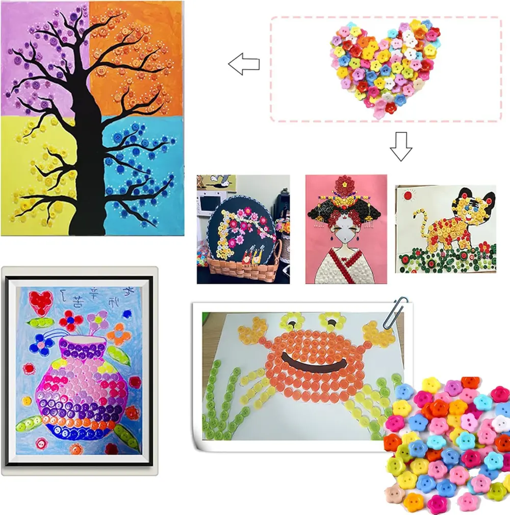 Çiçek Renkli Düğme Renkli Papatya Düğme 2 cm - 25 Adet