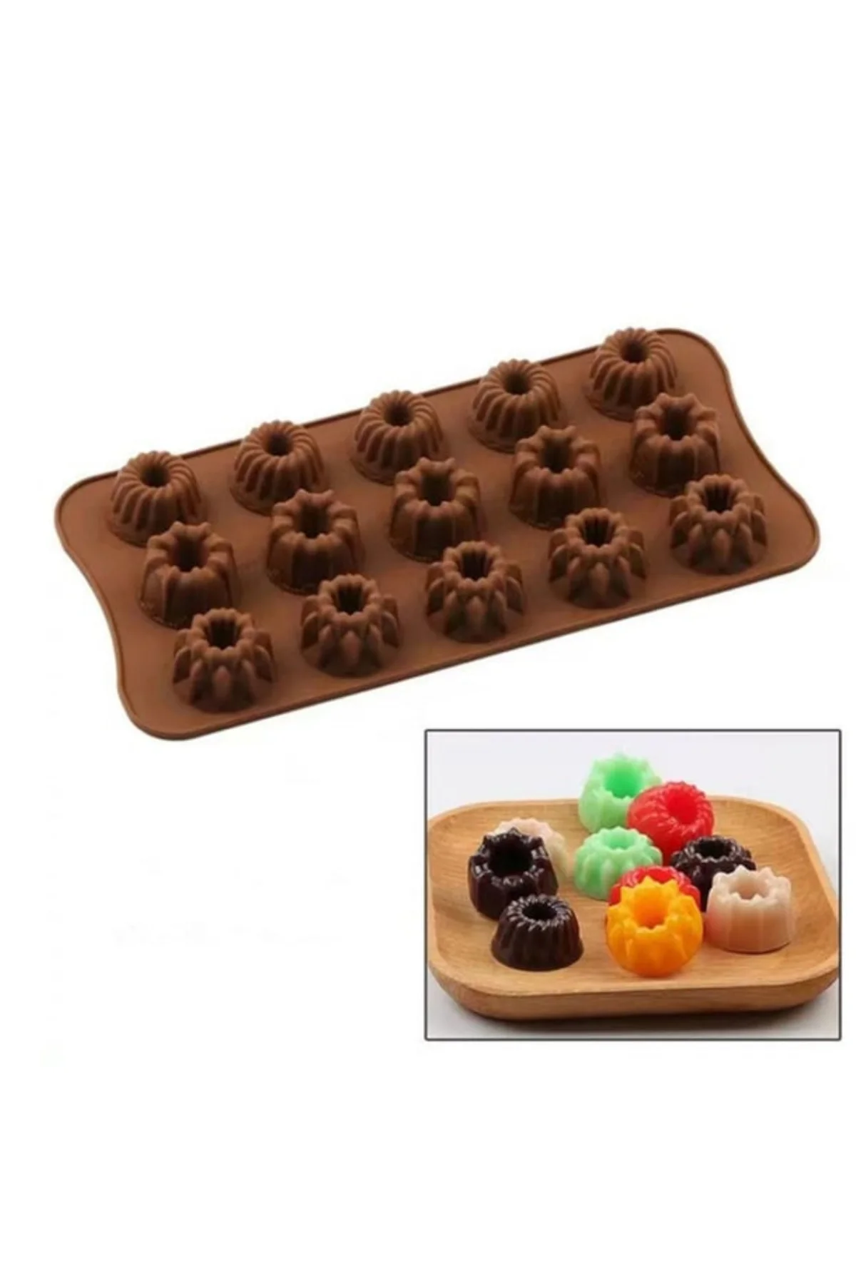Çiçek Silikon Kalıp 15li Donut Çiçek Jelbon Çikolata Şeker Hamuru