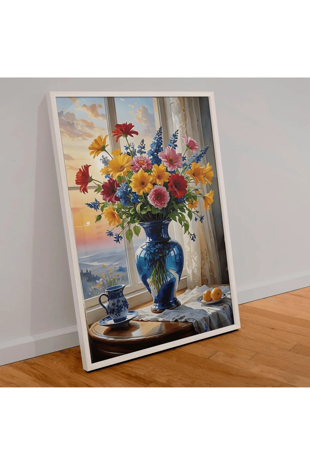 Çiçek Temalı Puzzle, 500 Parça, Mavi Vazo