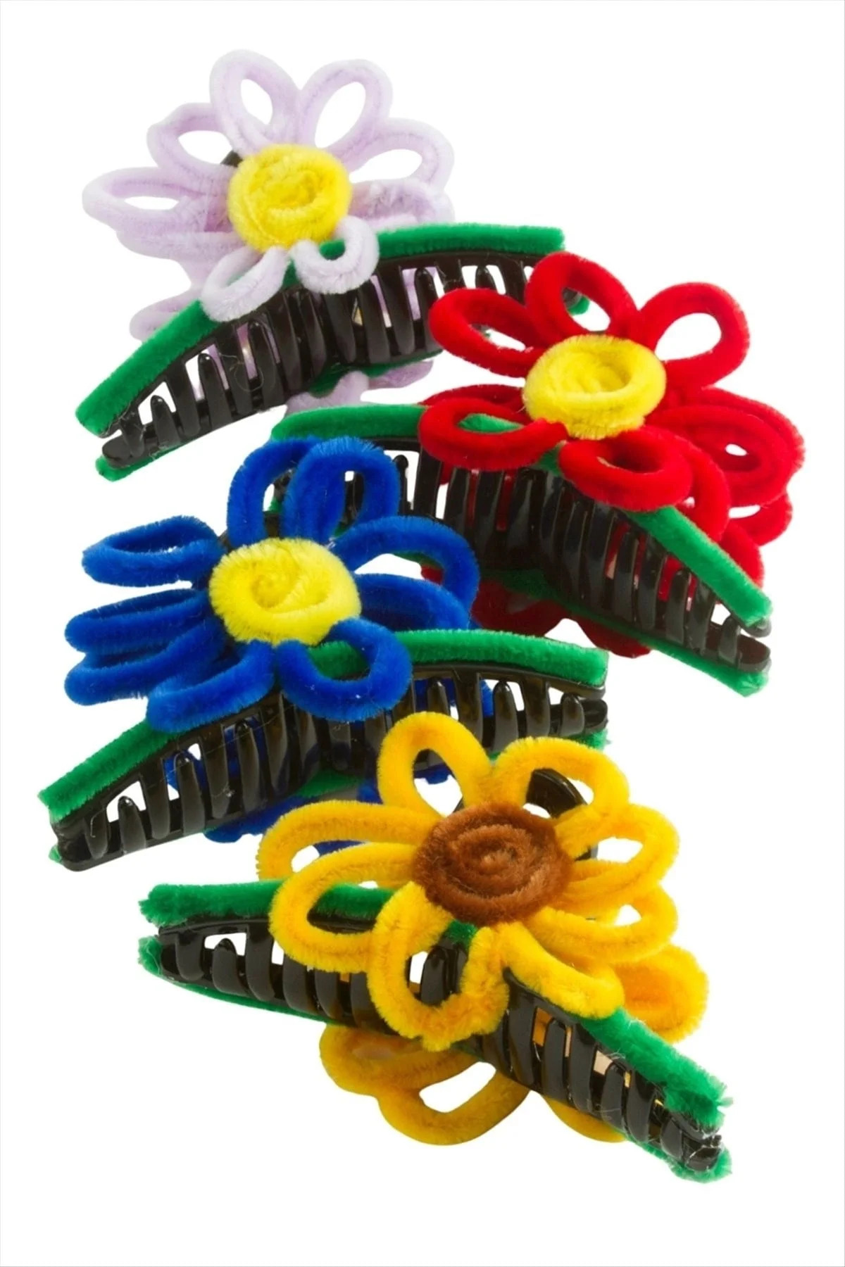 Çiçek Tüylü Mandal Toka 11 cm