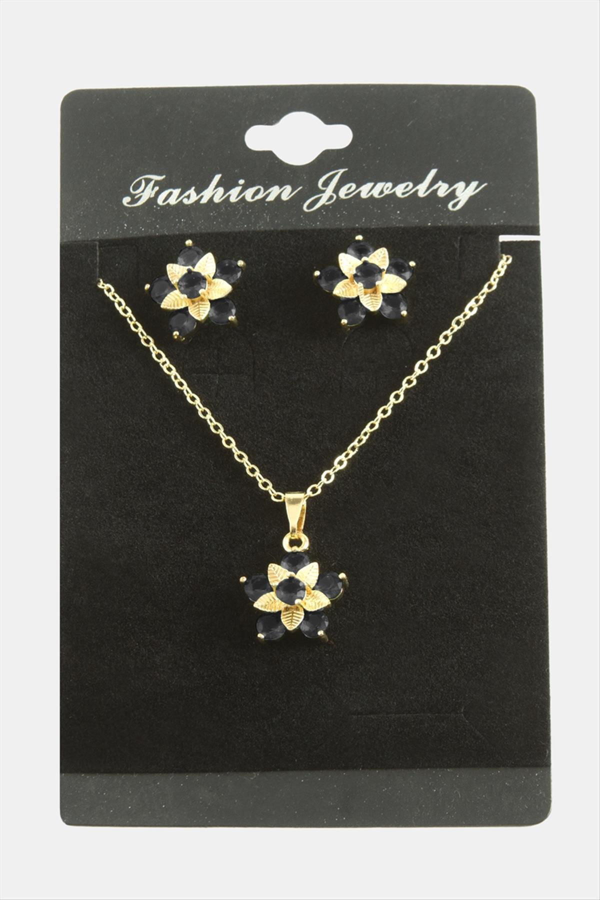 Çiçek Zirkon Taşlı Set Kolye