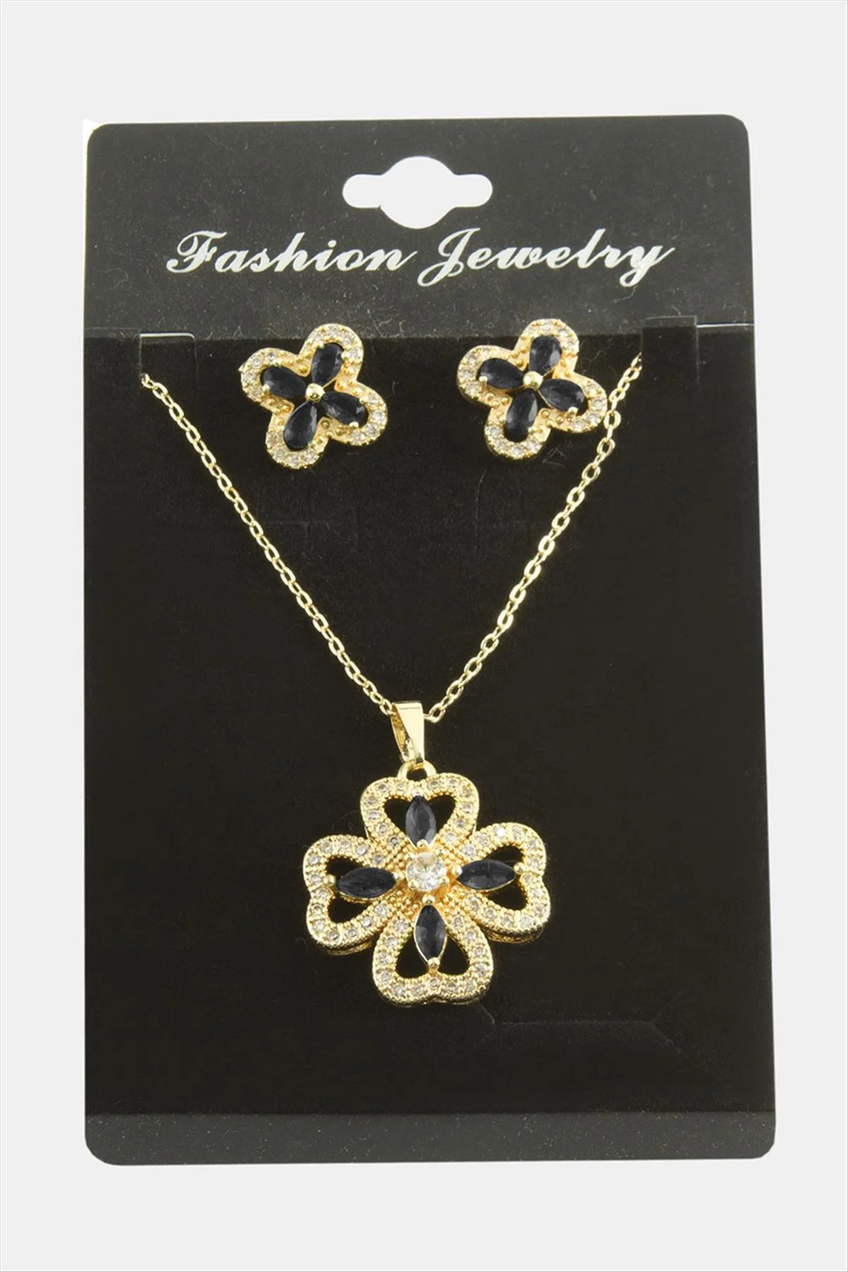 Çiçek Zirkon Taşlı Set Kolye