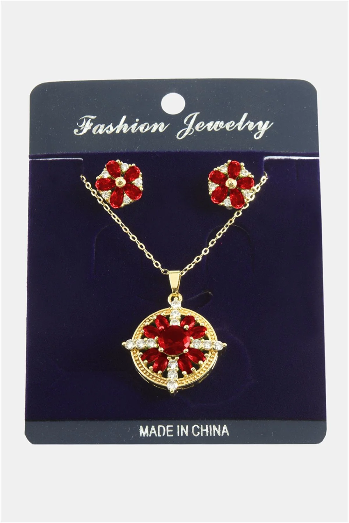 Çiçek Zirkon Taşlı Set Kolye