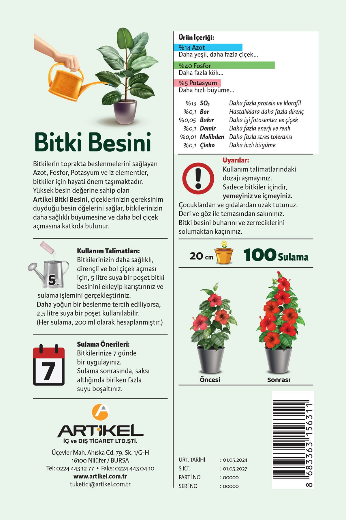 Artikel Çiçekli Bitkiler Bitki Besini, Gelişim Hizlandirici, Dengeli Bitk