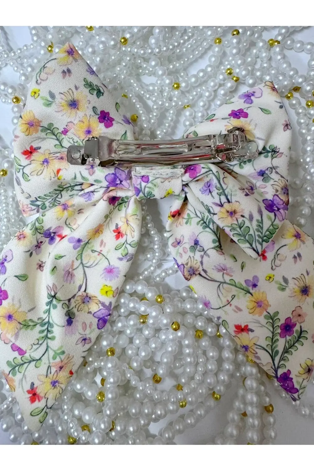 ÇİÇEKLİ LÜX KREP KUMAŞ OTOMATİK FİYONK TOKA