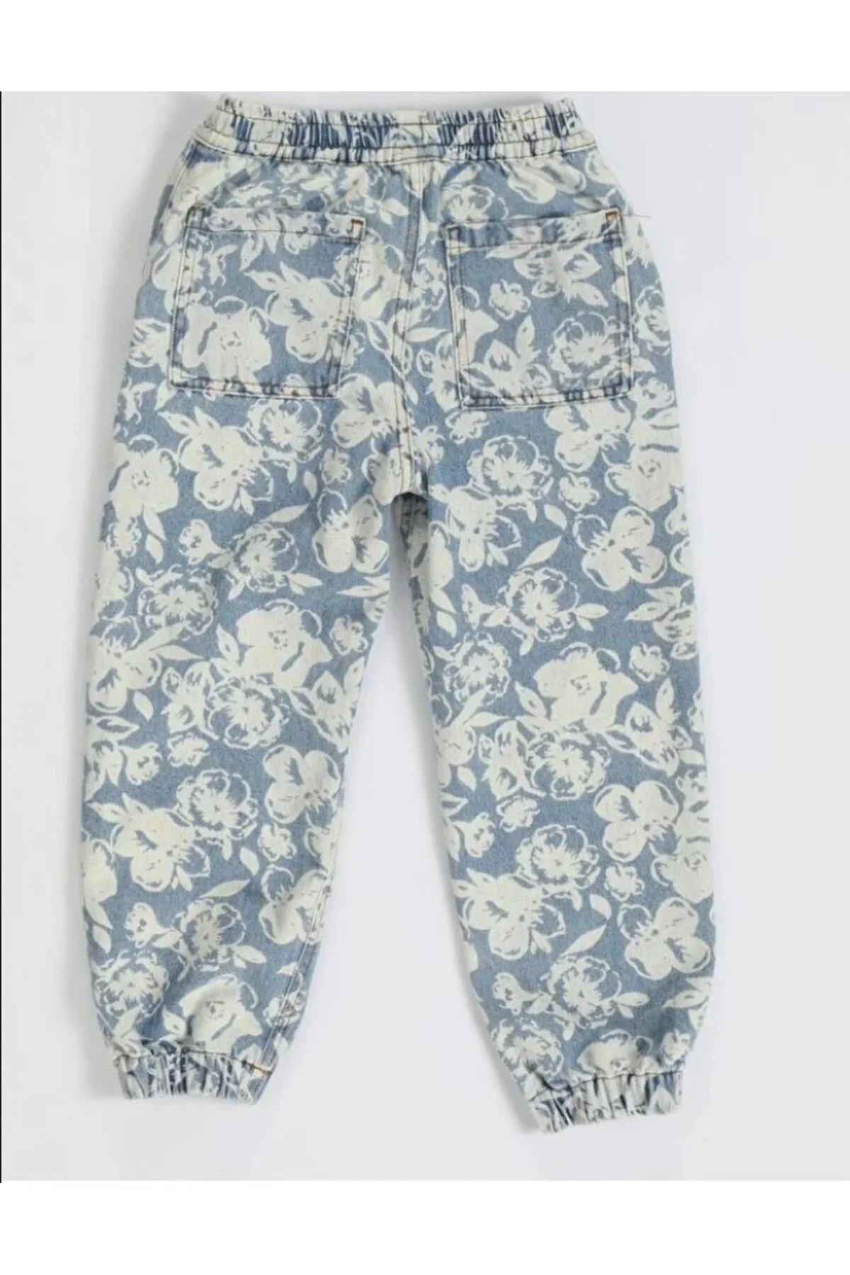 Çiçekli Stone Wash Kız Çocuk Jogger Pantolon