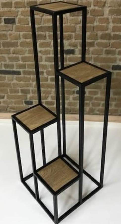 Çiçeklik Zlf 13547 Dekoratif Kule Model Metal Çelik Siyah Statik 