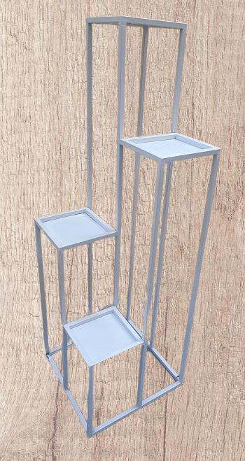 Çiçeklik Zlf 14090 Dekoratif Kule Model Metal Çelik Beyaz Statik 