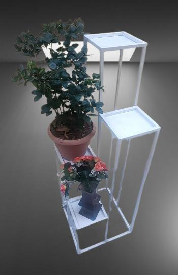 Çiçeklik Zlf 14090 Dekoratif Kule Model Metal Çelik Beyaz Statik 