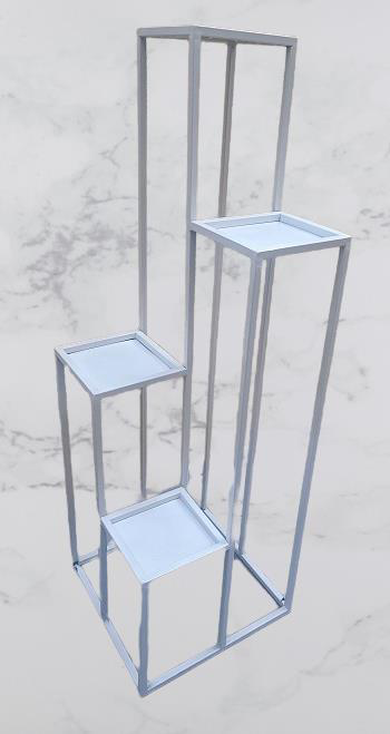 Çiçeklik Zlf 14090 Dekoratif Kule Model Metal Çelik Beyaz Statik 