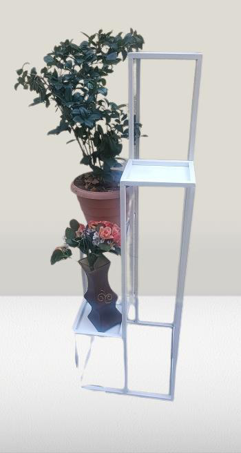 Çiçeklik Zlf 14090 Dekoratif Kule Model Metal Çelik Beyaz Statik 