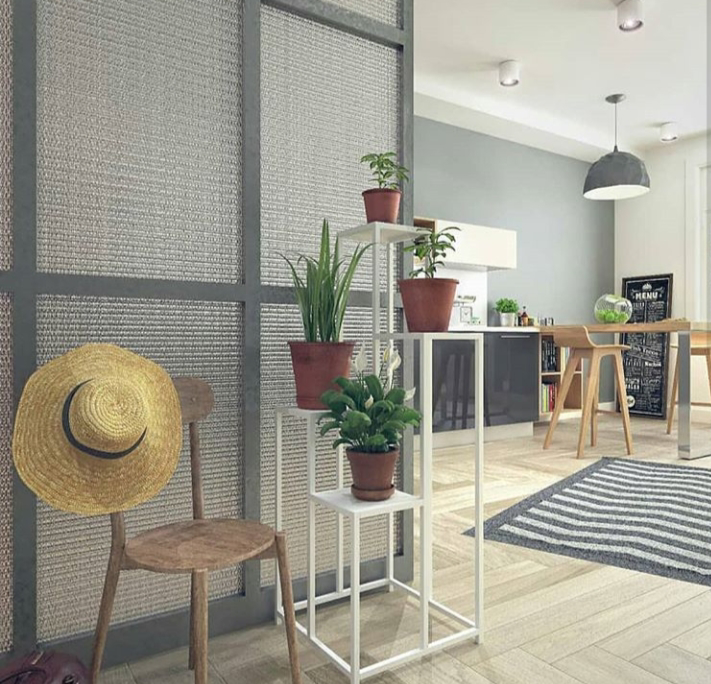 Çiçeklik Zlf 14194 Dekoratif Kule Model Metal Çelik Beyaz Statik 