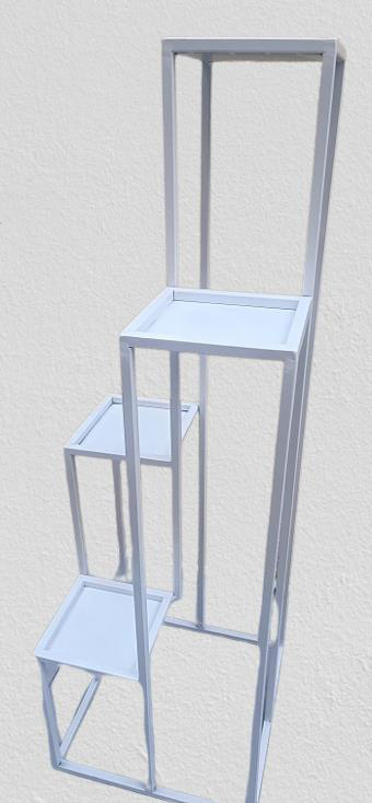 Çiçeklik Zlf 14194 Dekoratif Kule Model Metal Çelik Beyaz Statik 