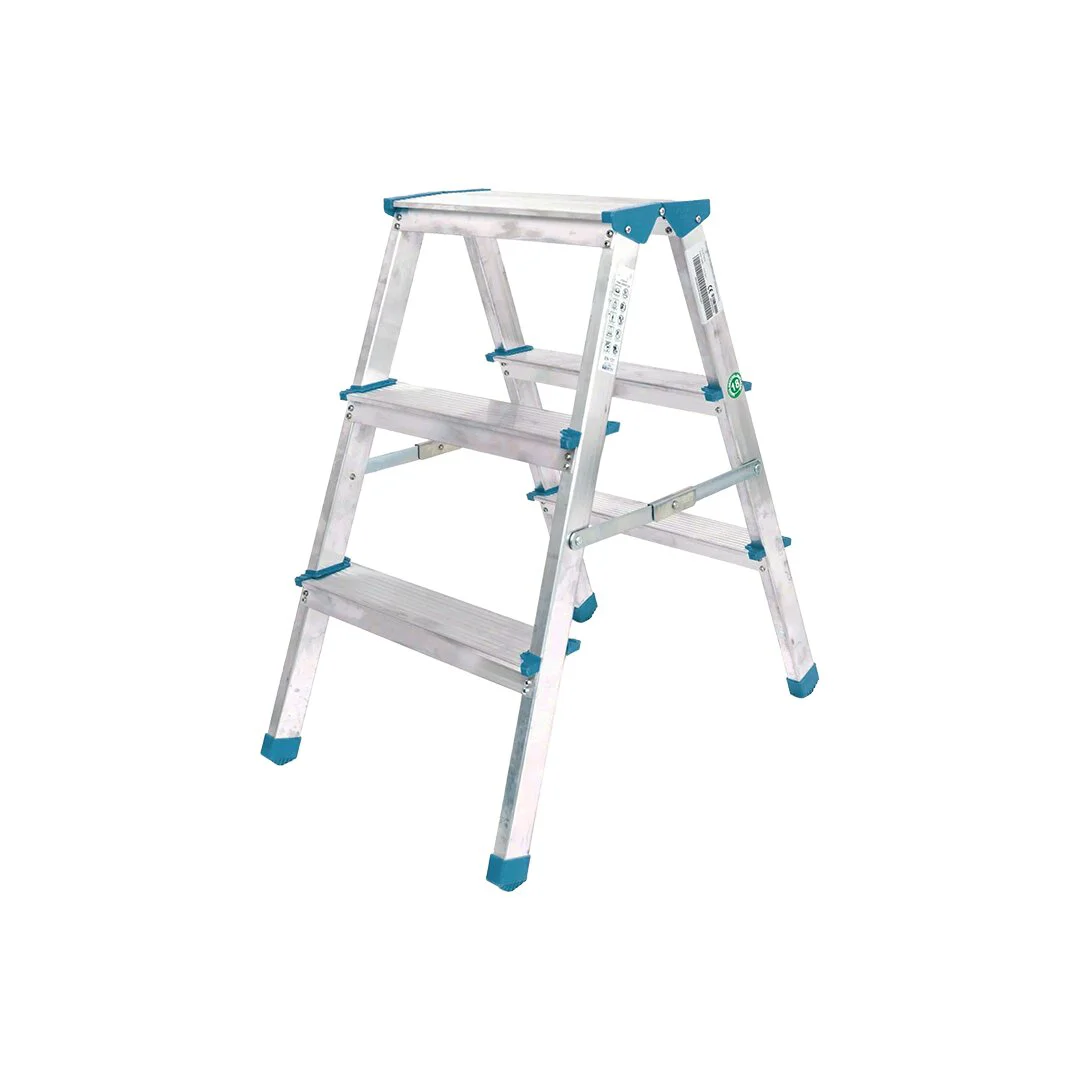 ÇİFT BASAMAKLI ALÜMİNYUM METAL MERDİVEN YÜKSEKLİK 69CM BAŞ GENİŞLİK 8CM