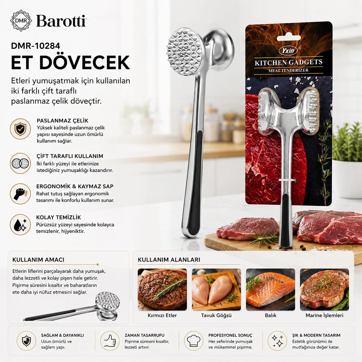 Çift Başlı - Komple Metal Paslanmaz Çelik Et Dövecek Fiyatı, Yorumları ve Özellikleri