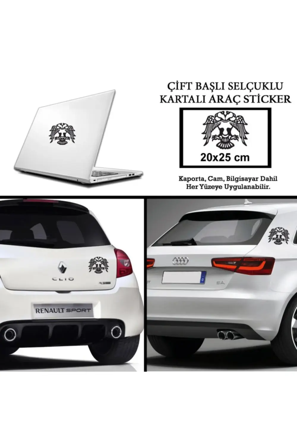 Çift Başlı Selçuklu Kartalı Siyah Oto Sticker -araç Aksesuar - 20