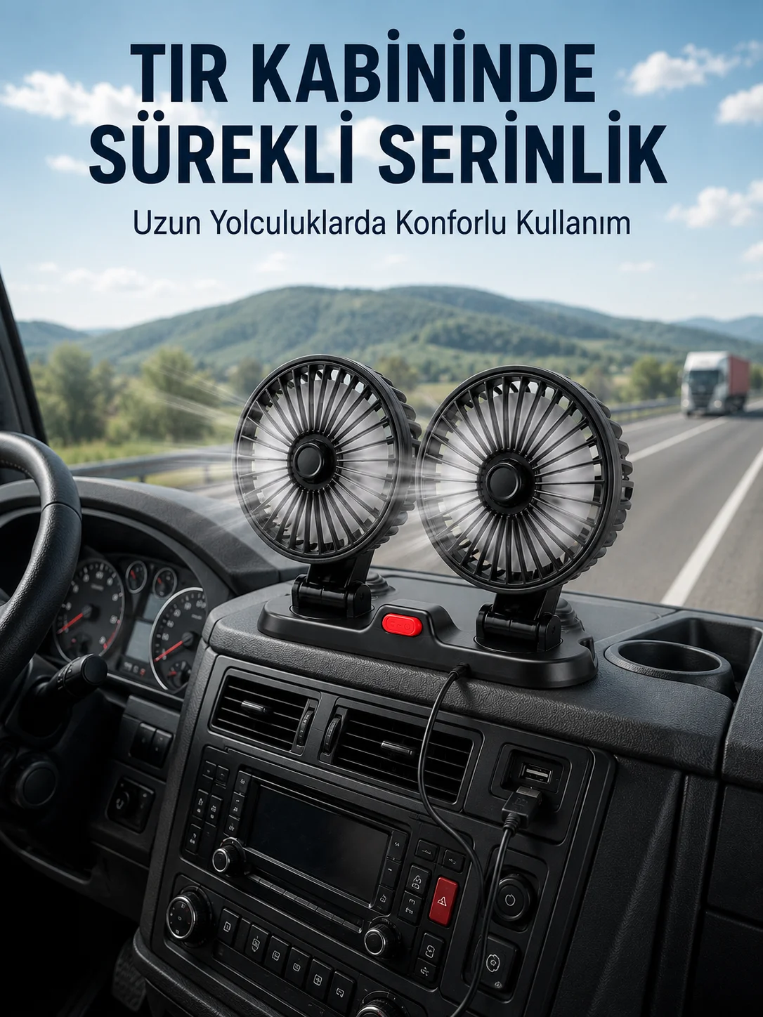 Çift Başlıklı Araç İçi USB Vantilatör Soğutucu Fan