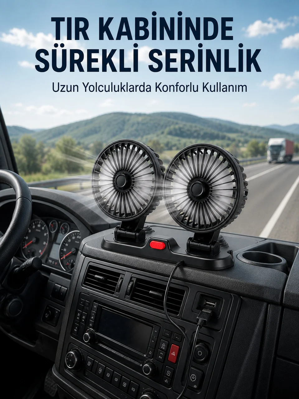 Çift Başlıklı Araç İçi Usb Vantilatör Soğutucu Fan - Lisinya