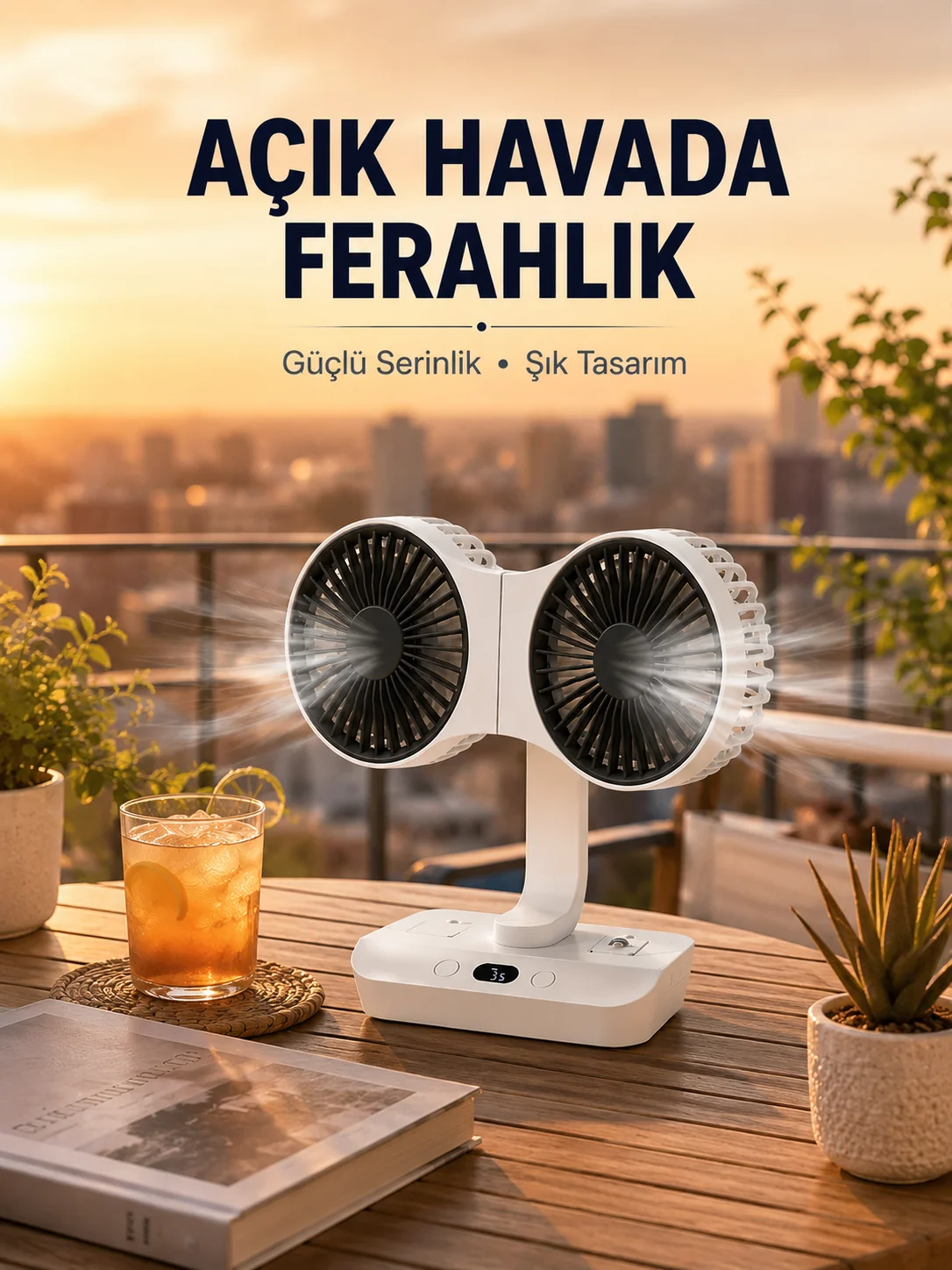 Çift Başlıklı Masa ve Duvara Monte Edilebilir Vantilatör