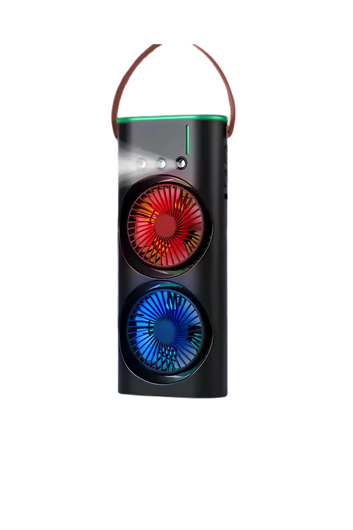 Çift Başlıklı Taşınabilir Fan RGB Işıklı Sprey Nemlendiricili Masaüstü Serinletici Fan