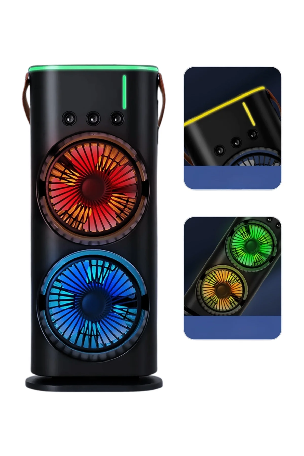 Çift Başlıklı Taşınabilir Fan RGB Işıklı Sprey Nemlendiricili Masaüstü Serinletici Fan