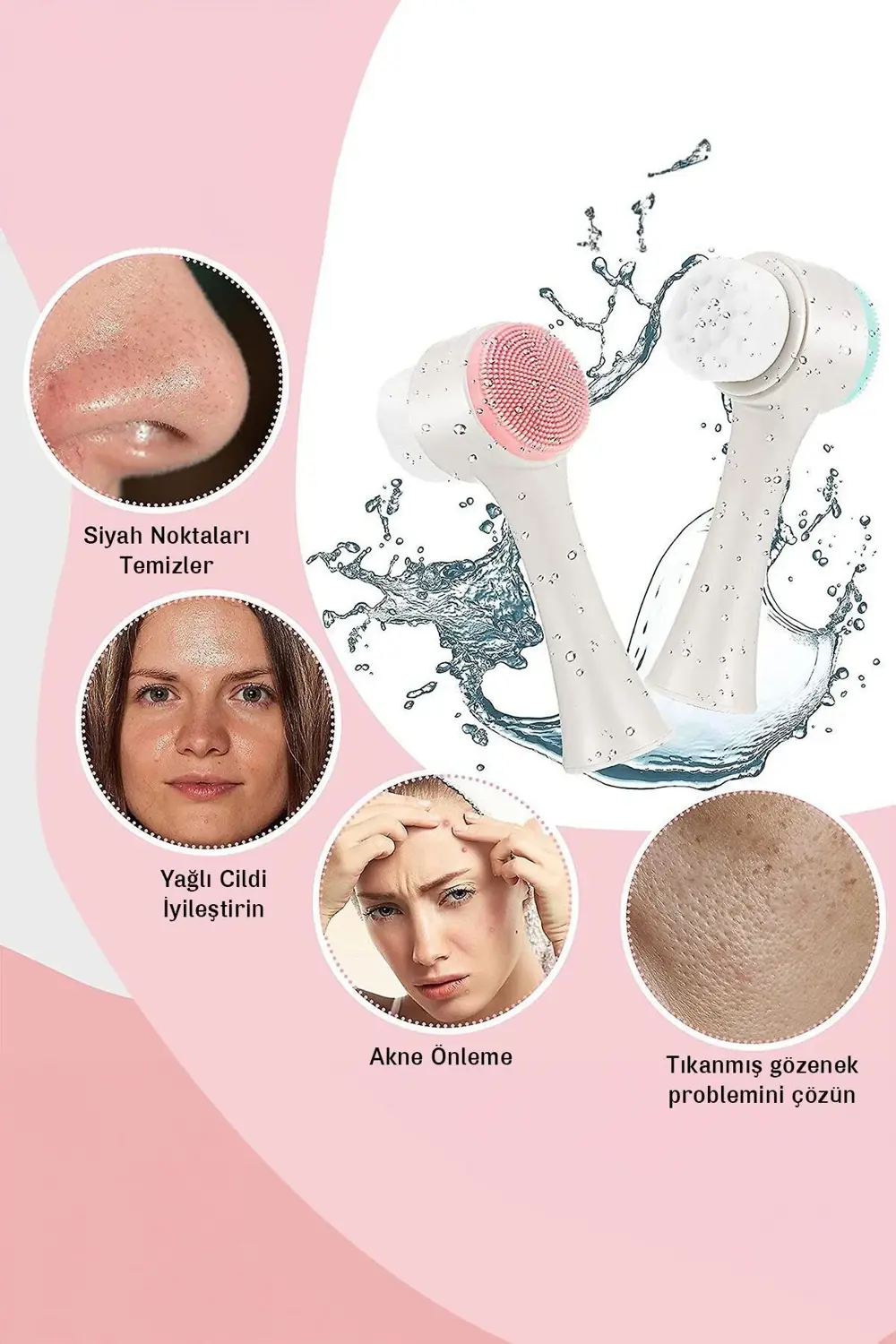 Çift Başlıklı Yüz Temizleme Fırçası Siyah Nokta Gözenek Temizleyi