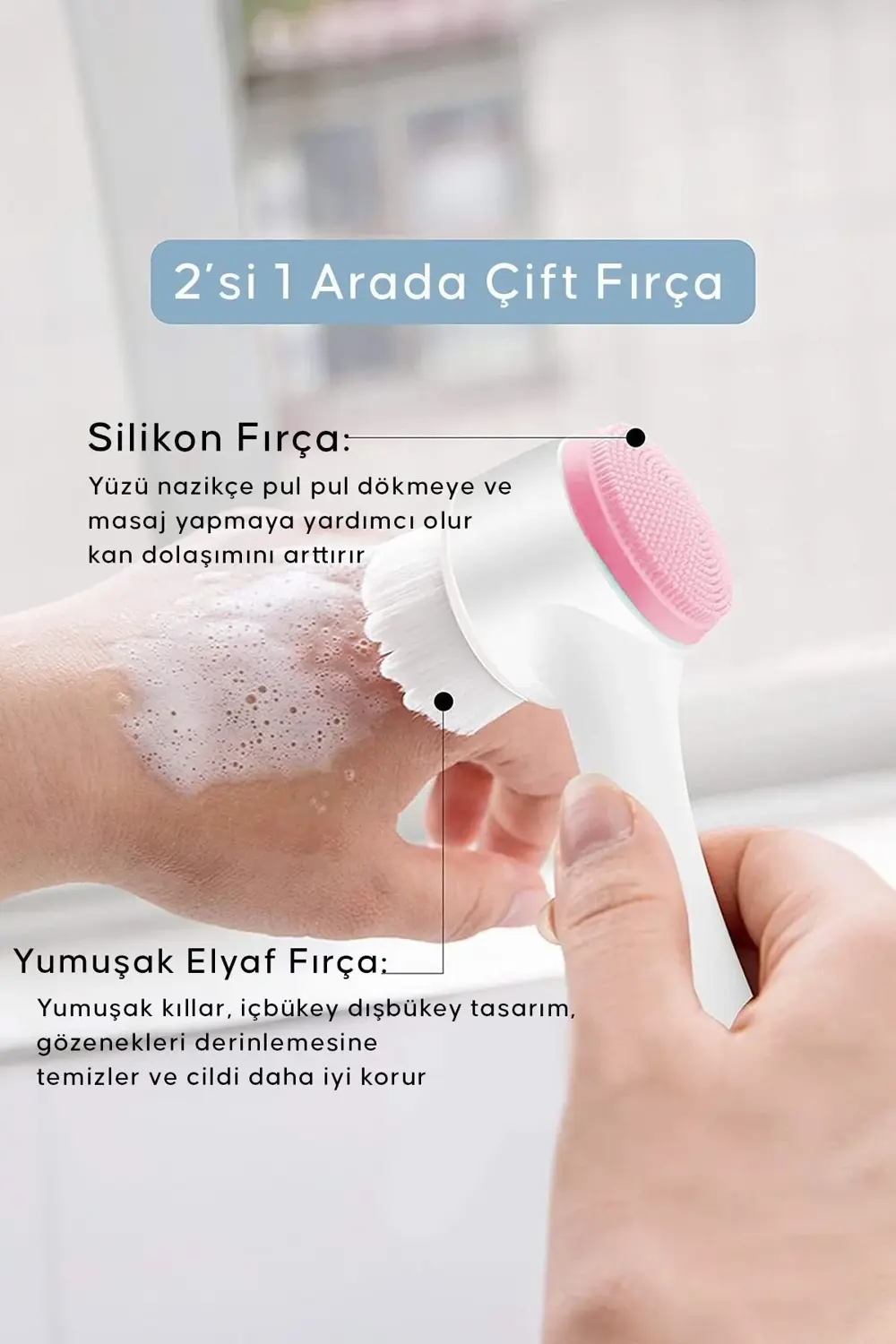 Çift Başlıklı Yüz Temizleme Fırçası Siyah Nokta Gözenek Temizleyi