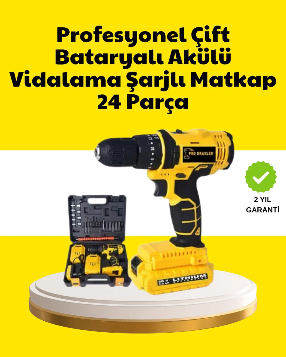 Çift Bataryalı 12V Akülü Matkap | 10mm Metal 20mm Ahşap Delme Gücü