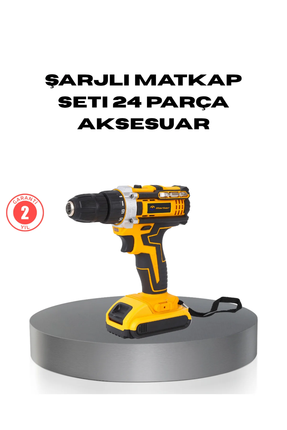 Çift Bataryalı Darbeli Şarjlı Matkap Seti – Metal Dişli 24 Parça Aksesuar Ve Led Işıklı
