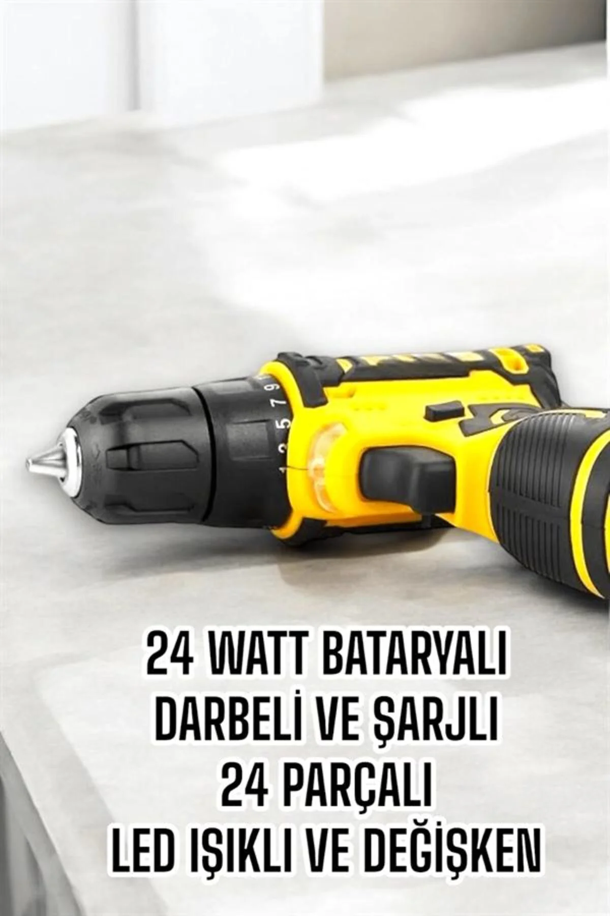 Çift Bataryalı Metal Dişli Darbeli Şarjlı Matkap Seti 24w Güç Ve 