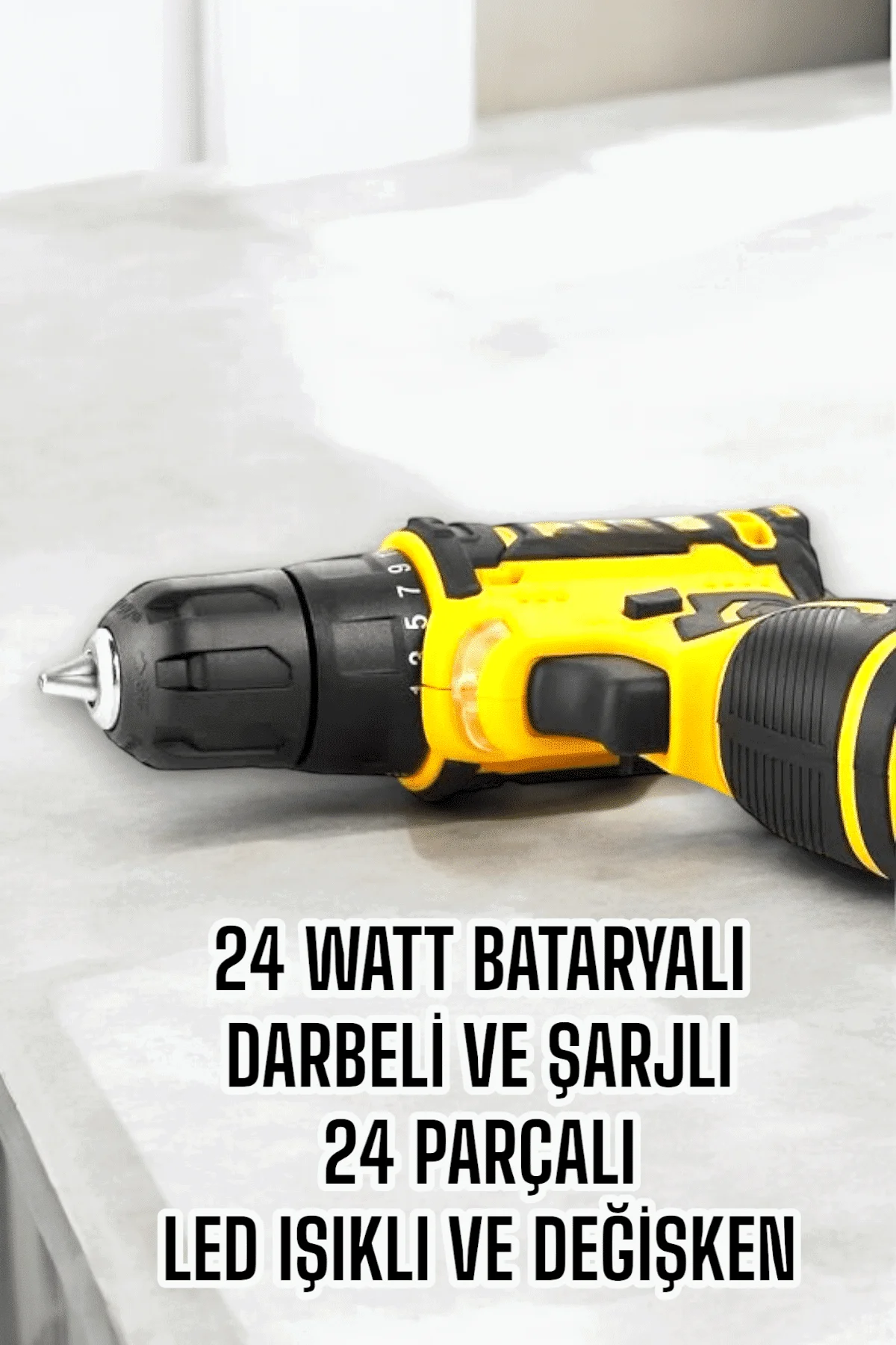Çift Bataryalı Metal Dişli Darbeli Şarjlı Matkap Seti 24W Güç ve 24 Parça Aksesuar